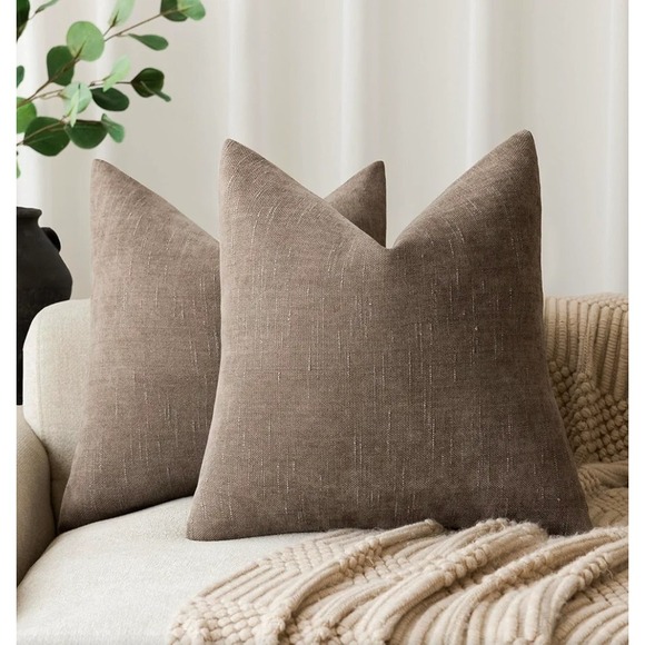 Foidntower Pillow Covers 2 Pack 18x18 Taupe Khaki Throw Cushion New Home Decor - Picture 1 of 10